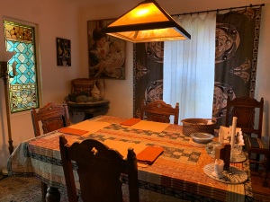 Dining room with African fabrics August 2020