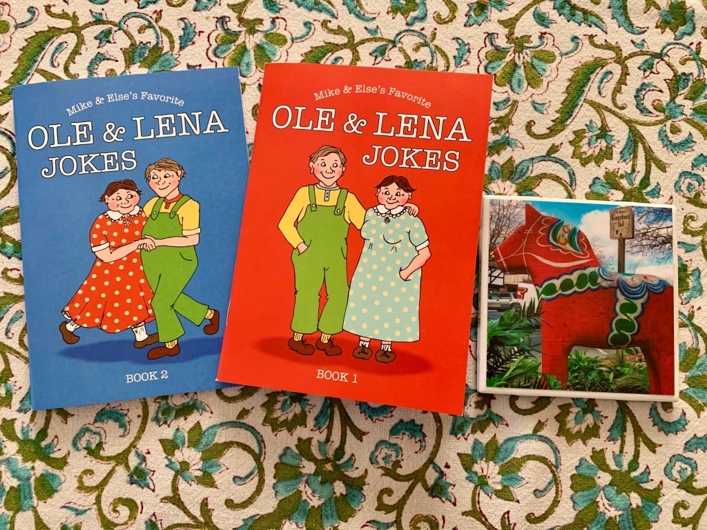 Ole & Lena Joke books and Kingsburg CA coaster, 23 April 2021